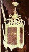 Enclosed hanging antique lamp